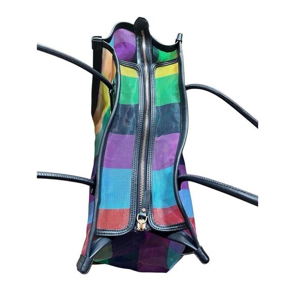 NWOT Kate Spade Ella Extra Large Rainbow Mesh Bag Tote Zip Top Embroidered Logo - Picture 11 of 16